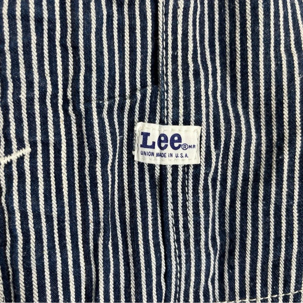 Vintage Lee Hickory Stripe Overalls 30x30 Carpenter Sanforized Union Made USA